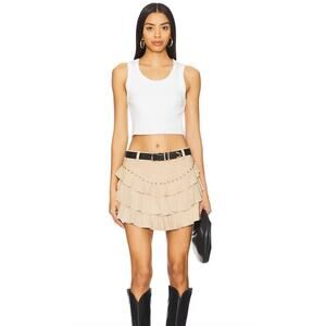 Understated Leather Frill Mini Skirt, XS NWOT $328